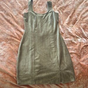 Beige velvet fitted mini dress